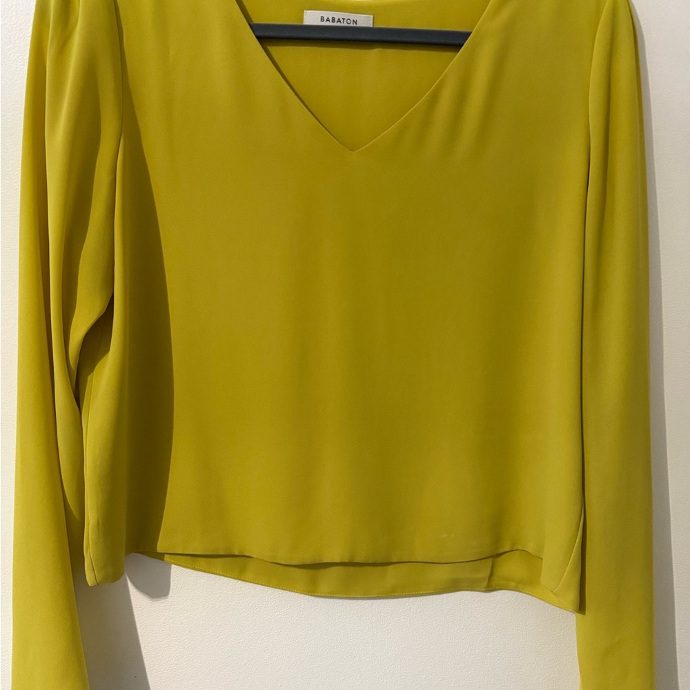 Babaton Murphy Blouse with Long Sleeves in Chartreuse